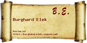 Burghard Elek névjegykártya